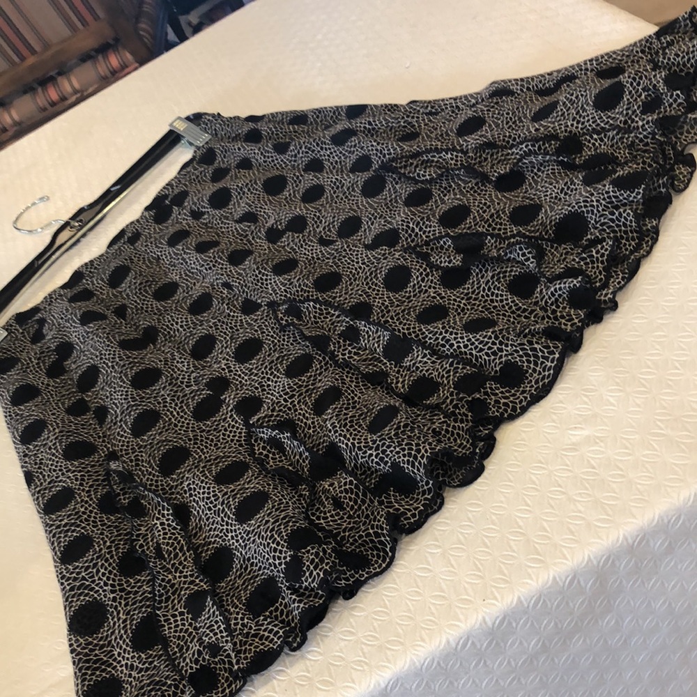 Black Polka Dot Silk Skirt
